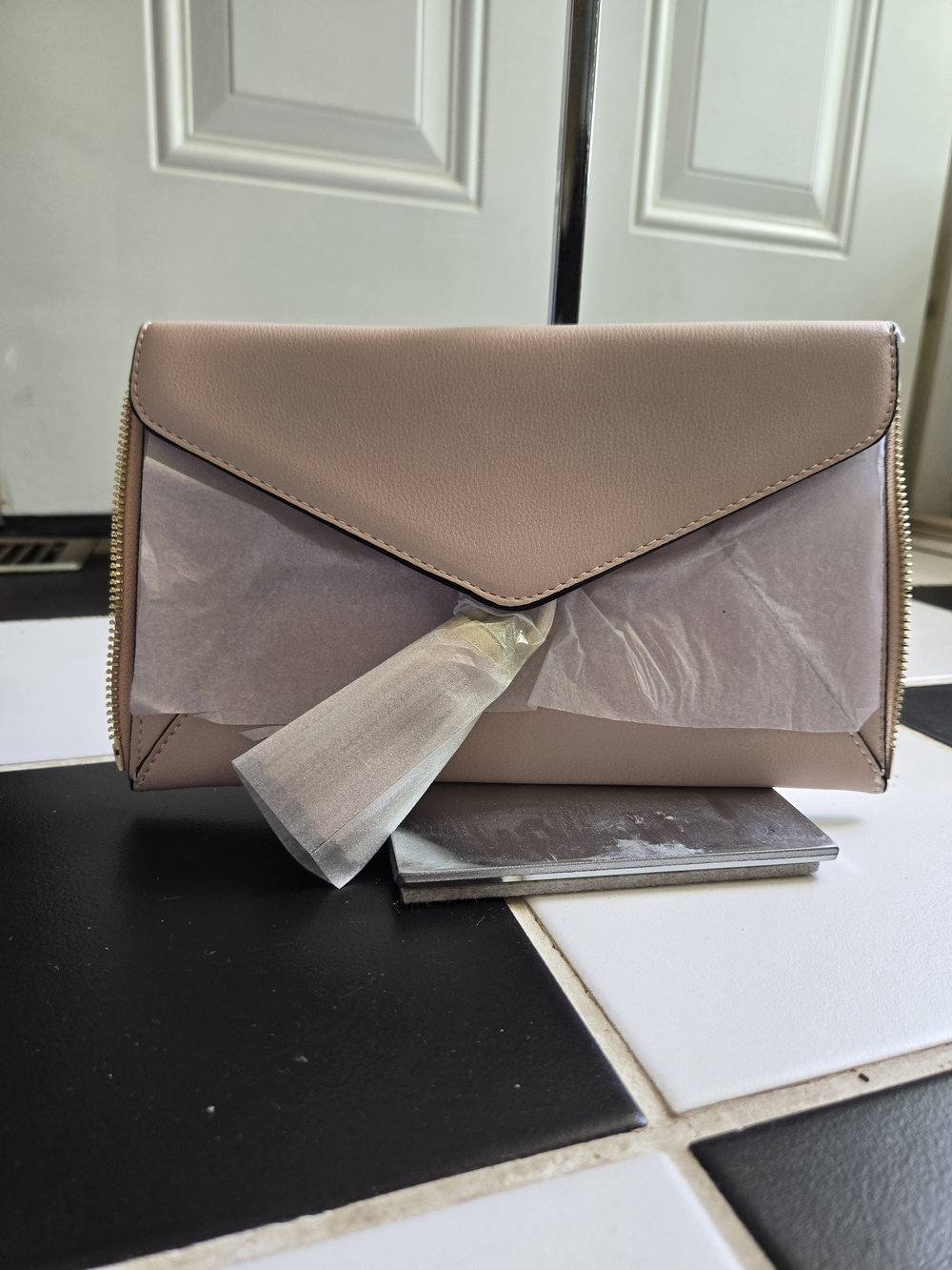 Poppy & Peonies Envelope Clutch in Blush